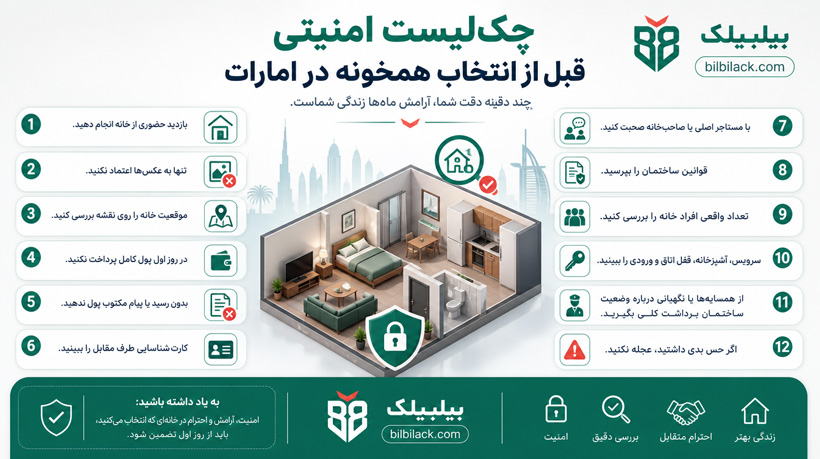 چک‌لیست امنیتی قبل از انتخاب همخونه در امارات